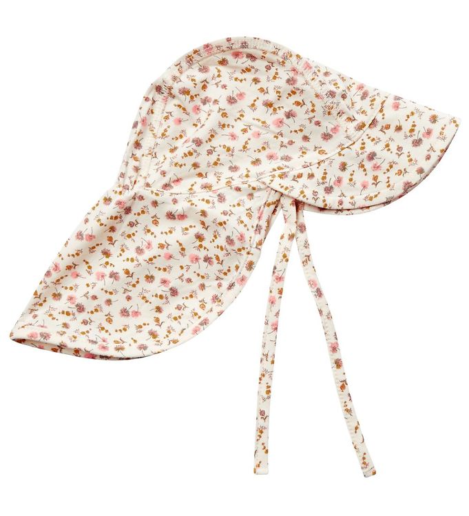 UD609 Petit by Sofie Schnoor Jersey Sonnenmütze mit Nackenschutz - Creme Blumen