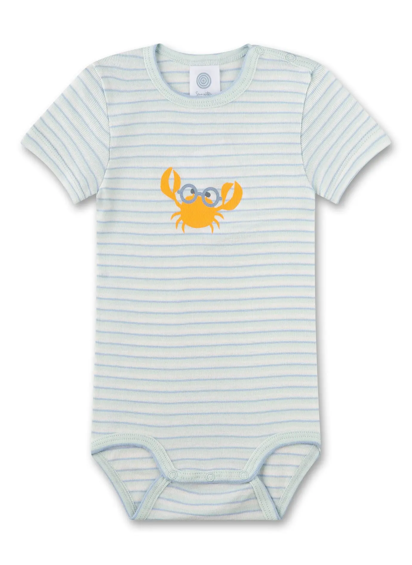 Sanetta Body kurzarm in Blau gestreift - Krabbe