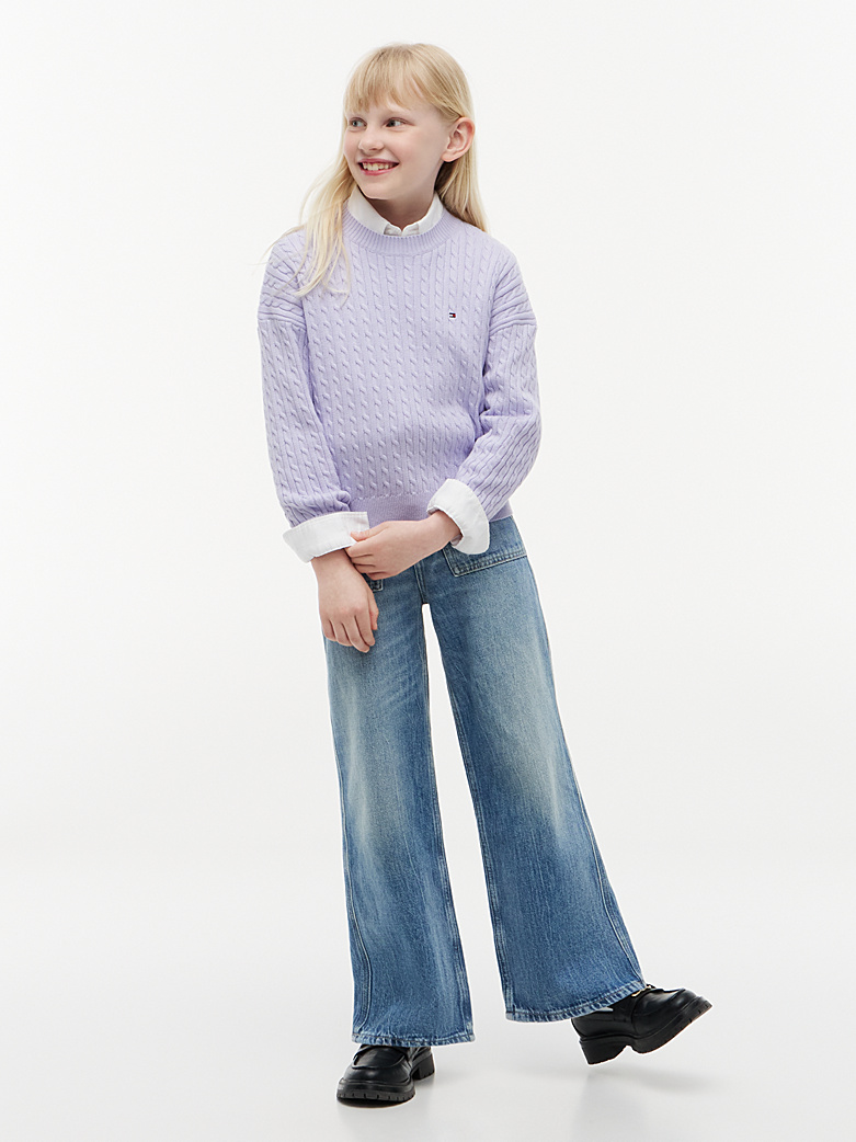 Tommy Hilfiger Strickpulli mit Zopfmuster - Lavender Ice - Helles Flieder