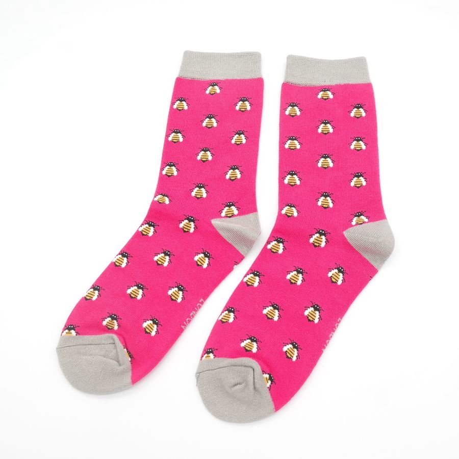 Miss Sparrow Bambus Socken - Honeybees Hot Pink - Pink Bienen