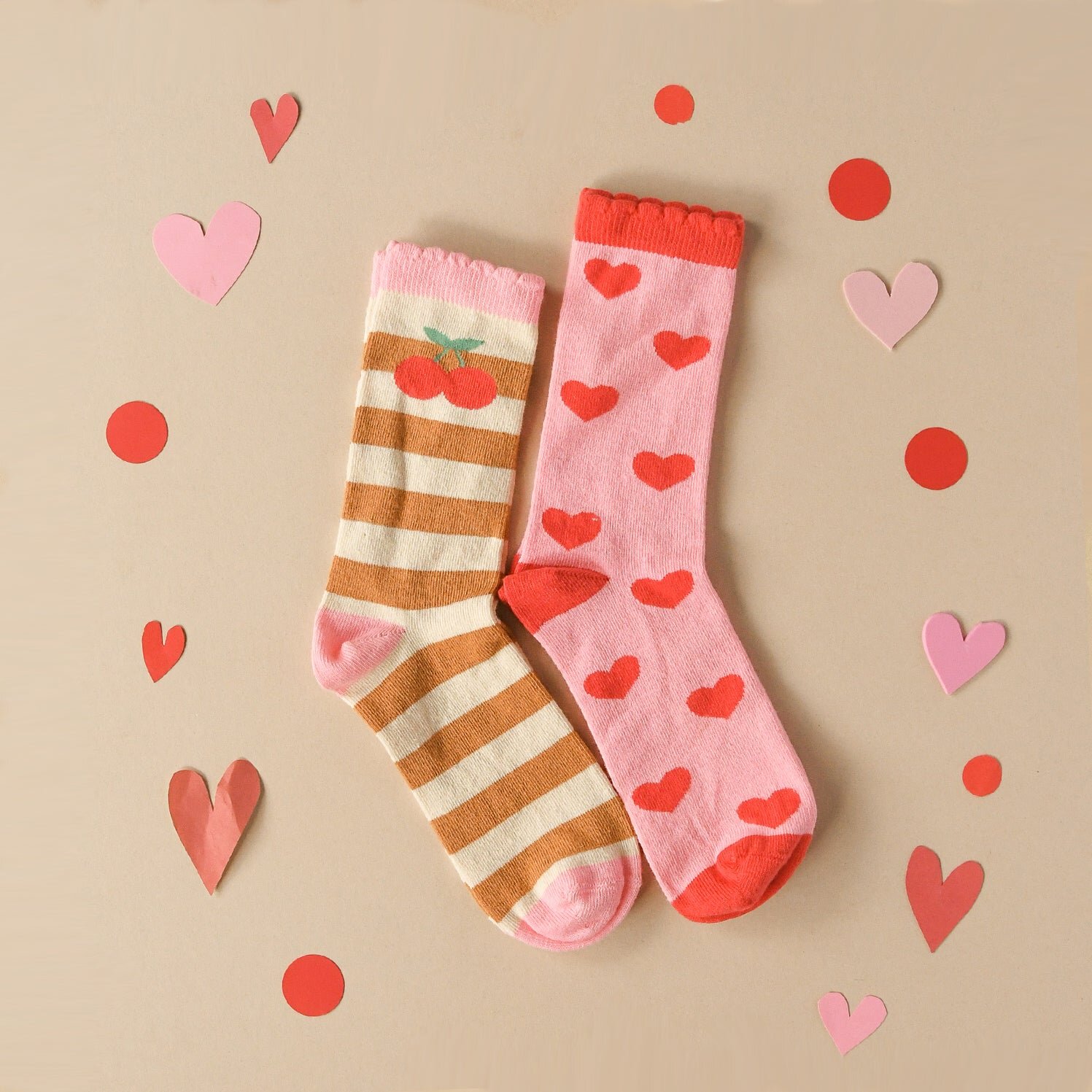 Rockahula 2er Pack Bio-Baumwolle Socken Stripy Cherry - Kirschen & Herzen Rockahula 2er Pack Bio-Baumwolle Socken Stripy Cherry - Kirschen & Herzen