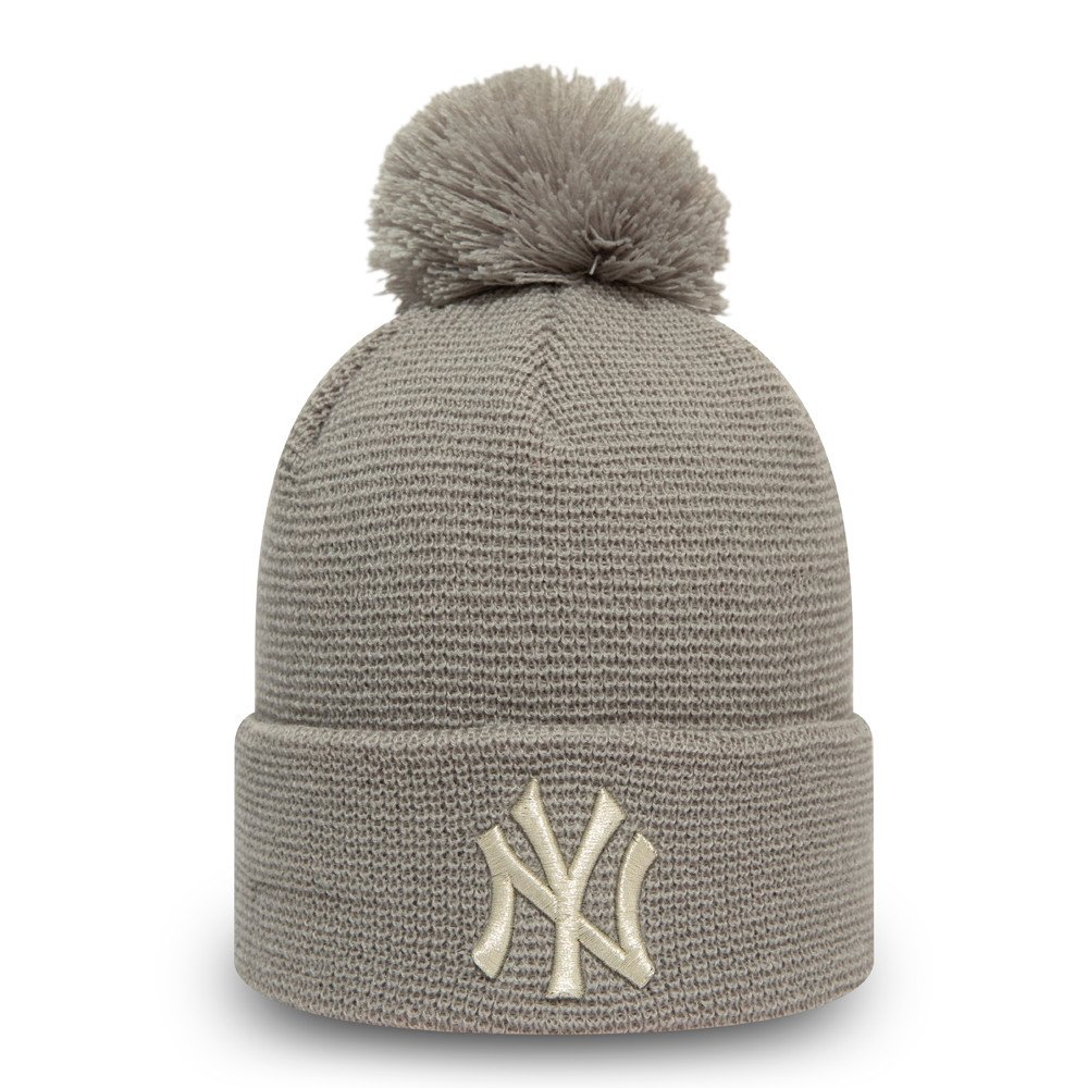 NE12489960_pic2 New Era Mütze Woman - NY New York Yankees in Grau mit Bommel - SALE