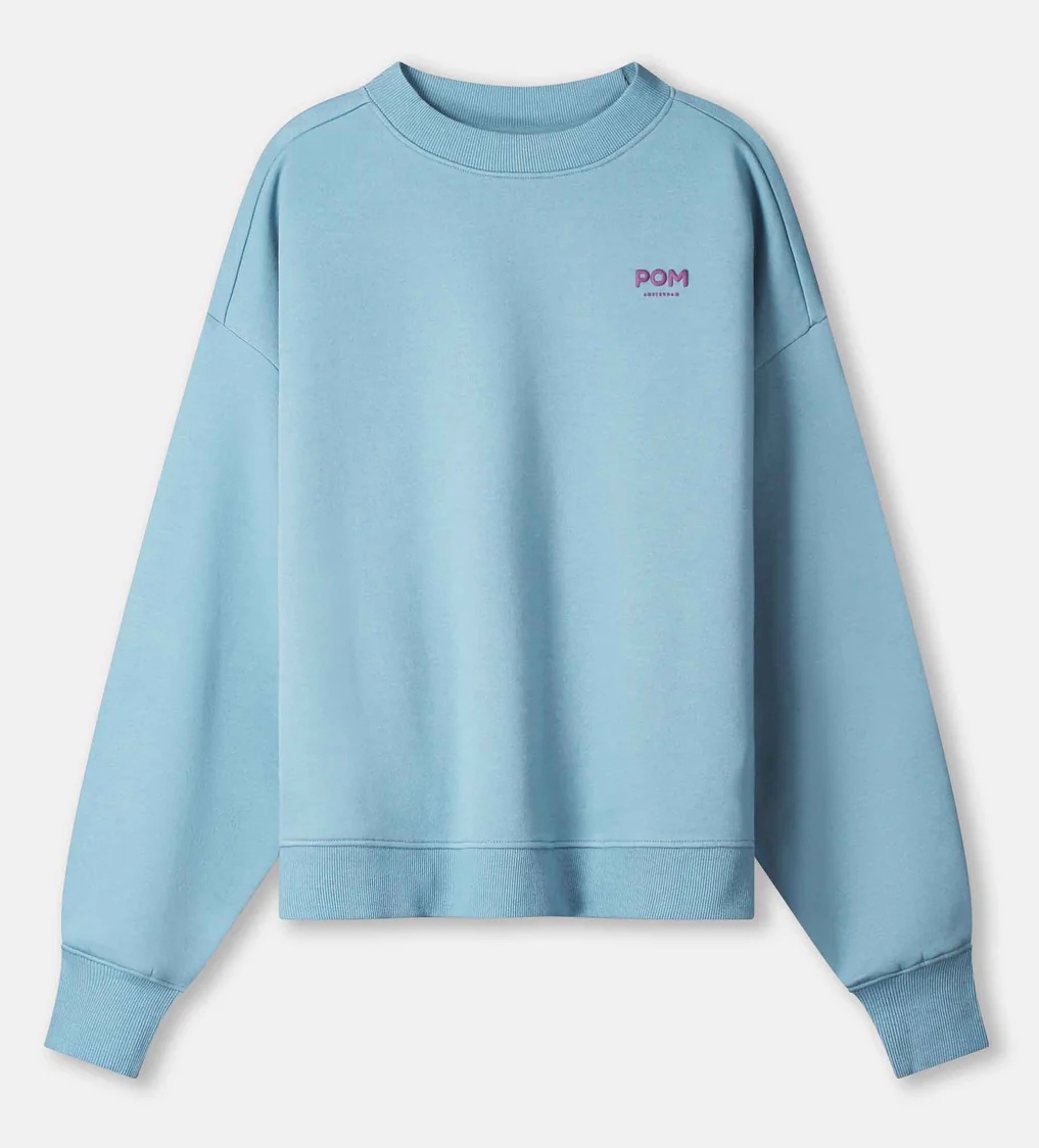 POM Amsterdam Sweatshirt in Dusty Blau - Kussmund Lippen POM Amsterdam Sweatshirt in Dusty Blau - Kussmund Lippen