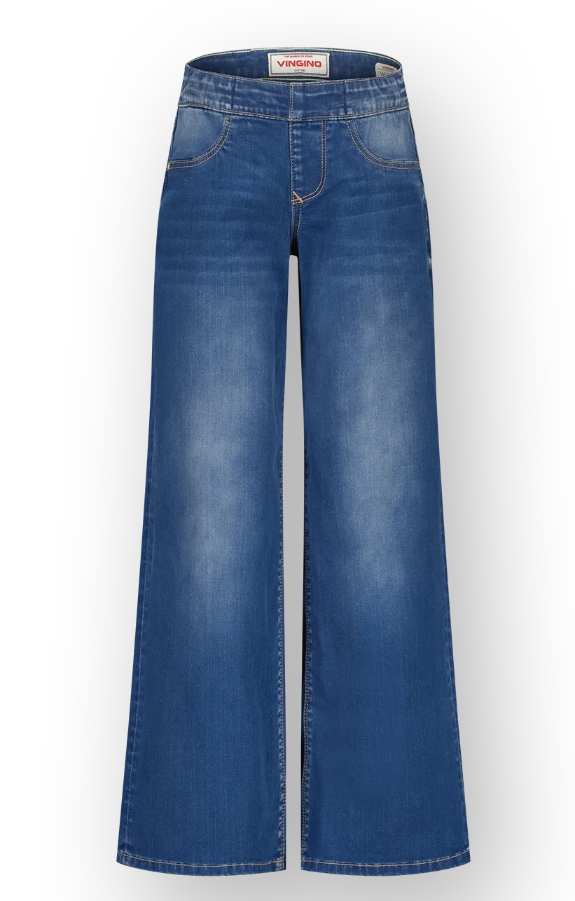 Vingino Jeans Bellini Wide Leg Jegging in Mid Blue Wash Vingino Jeans Bellini Wide Leg Jegging in Mid Blue Wash