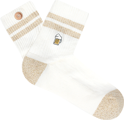 Cabaia Damen Socken in weiß ENORA & CINDY - Bier mit Glitzer