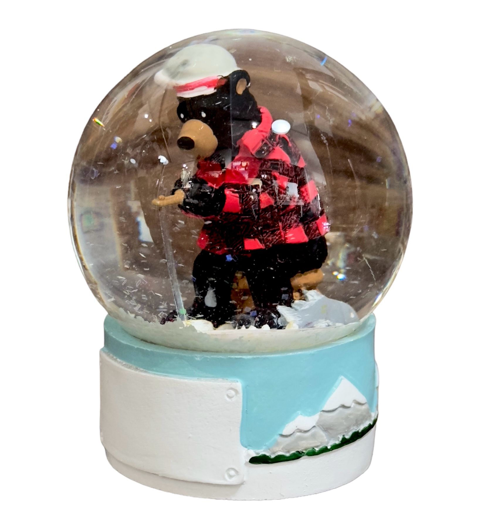 Little Blue House Snow Globe - Schneekugel - Fishing Bear - Fischer Bär 