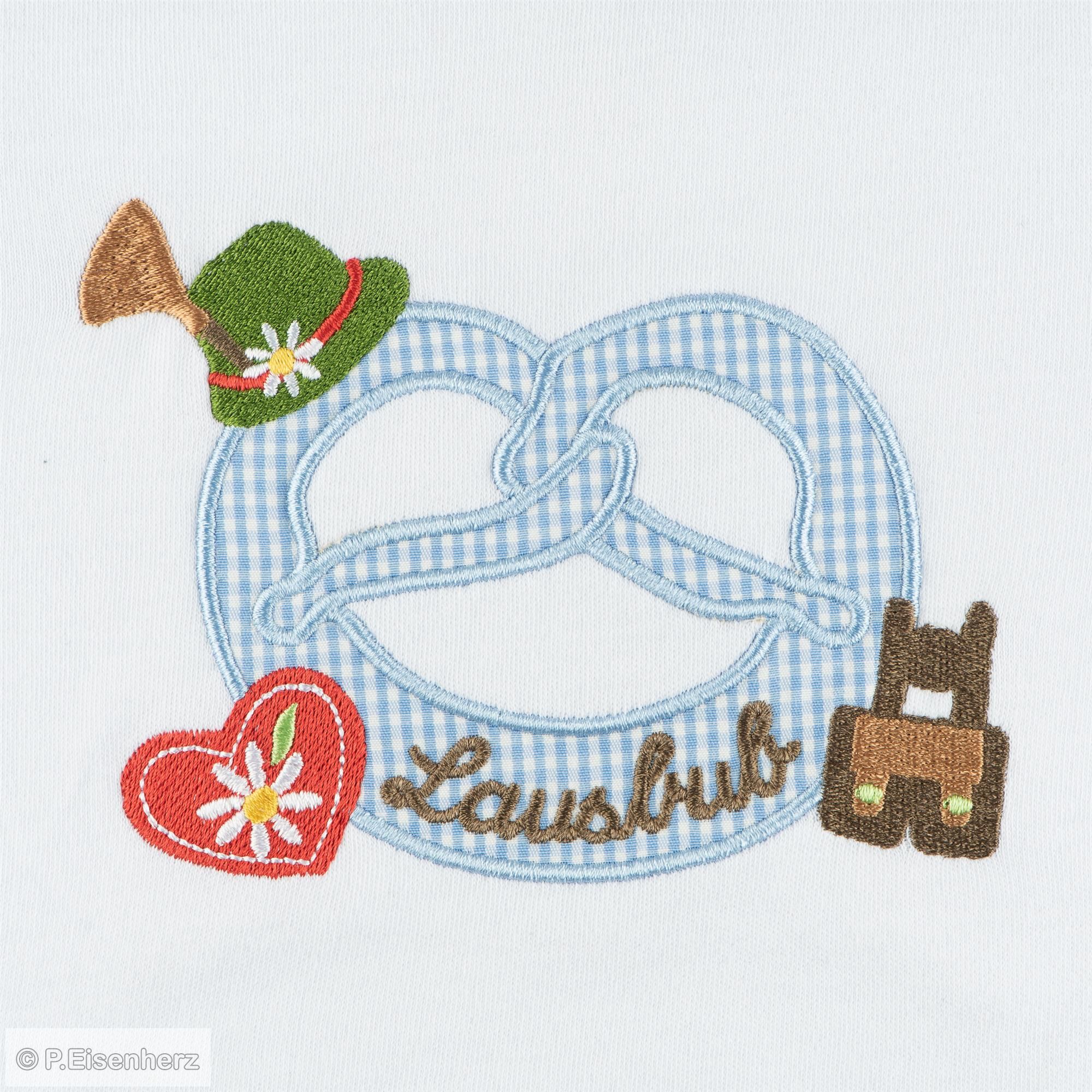 t-shirt-motiv-brezl-mit-tirolerhut-u-stickerei-lausbub_9_2 P.Eisenherz Kurzarm T-Shirt "Brezl" mit Tirolerhut & Stickerei Lausbub