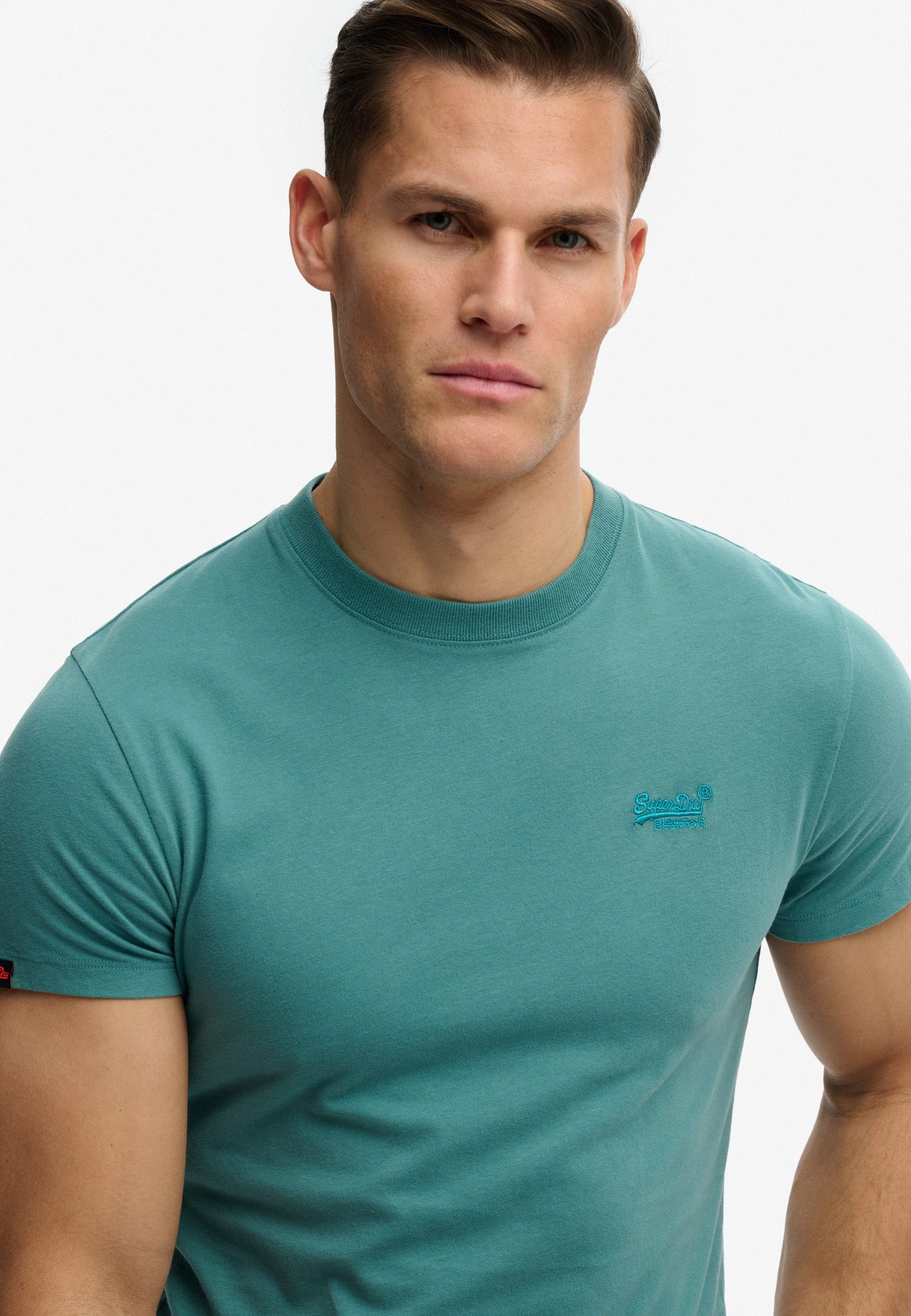 Superdry Herren T-Shirt mit Rundhals mit Vintage Logo - Teal Superdry Herren T-Shirt mit Rundhals mit Vintage Logo - Teal