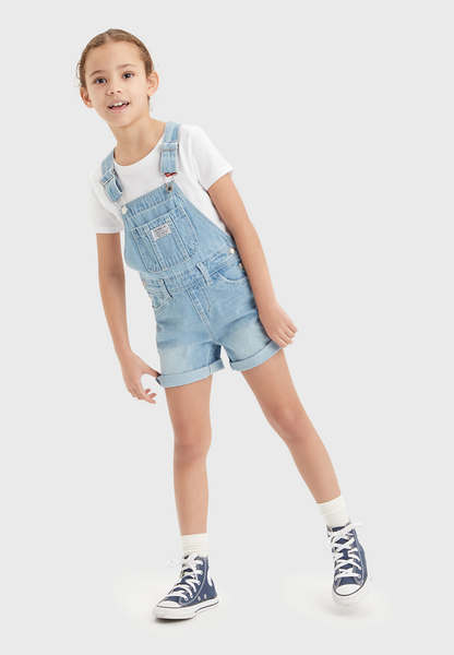 3EH030-L8H_M_F Levis Kids kurze Jeans Latzhose in Clear Skies