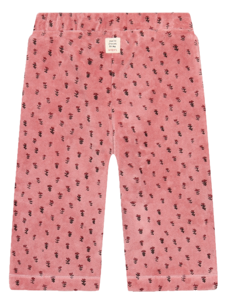 Noppies Baby Mädchen Velourshose in Ash Rose mit Blumen Allover – Weiche Babyhose