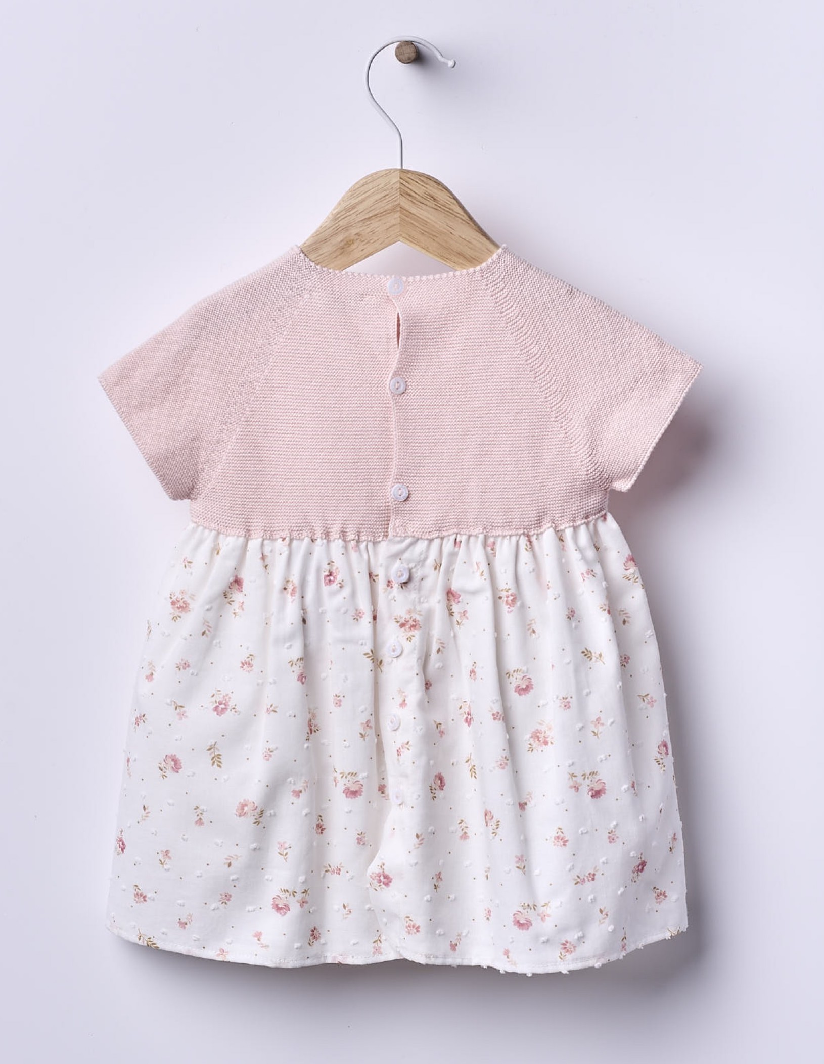 wedoble Kurzarm Kleid mit Baumwolle Strick in Zartrosa & Mini Blumen Romantic Spring Day wedoble Kurzarm Kleid mit Baumwolle Strick in Zartrosa & Mini Blumen Romantic Spring Day