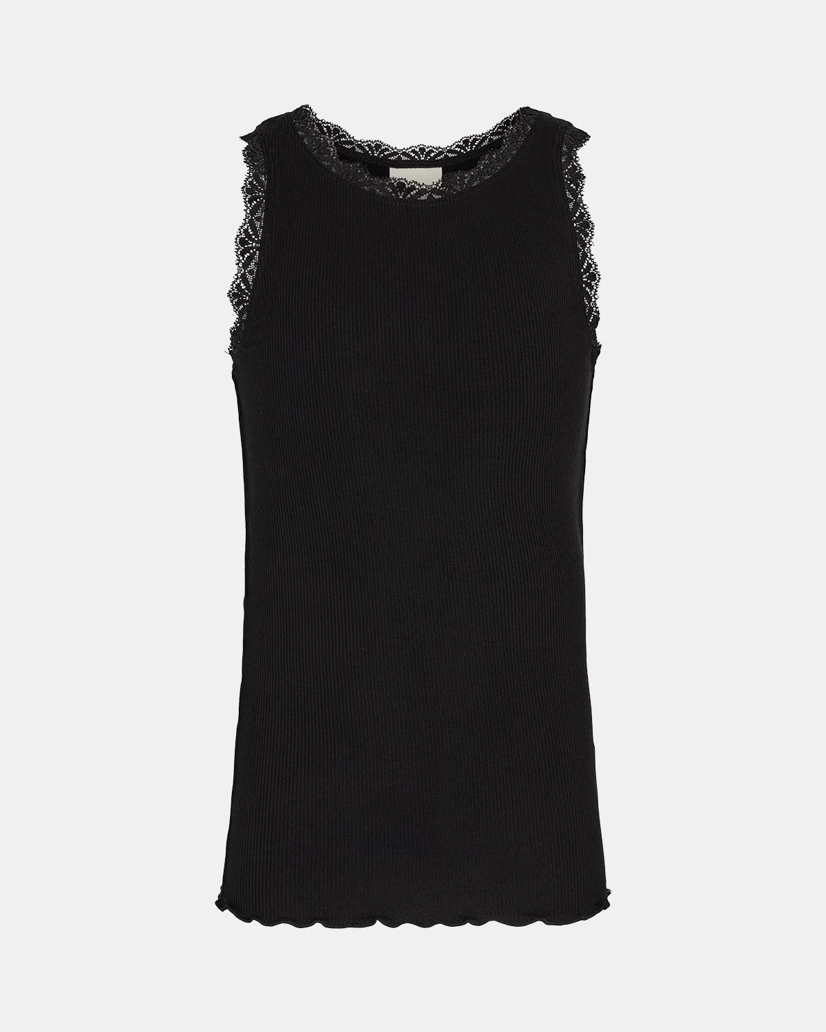 Sofie Schnoor Girls Top in Feinripp mit Spitze - Schwarz