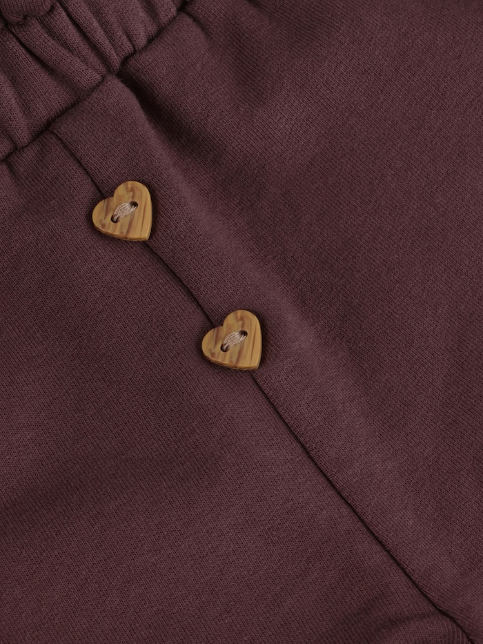 Minymo Baby Sweathose in Huckleberry mit Herz Knöpfe Minymo Baby Sweathose in Huckleberry mit Herz Knöpfe