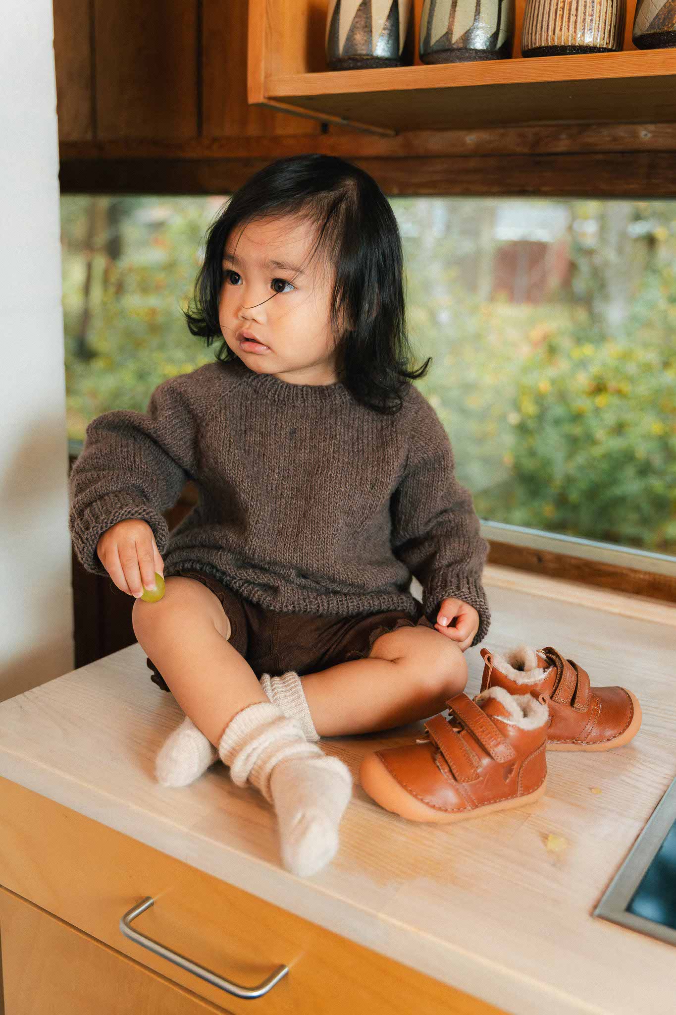 Bisgaard Lederschuh Barefoot Carter Lamb - Lammfell - Cognac