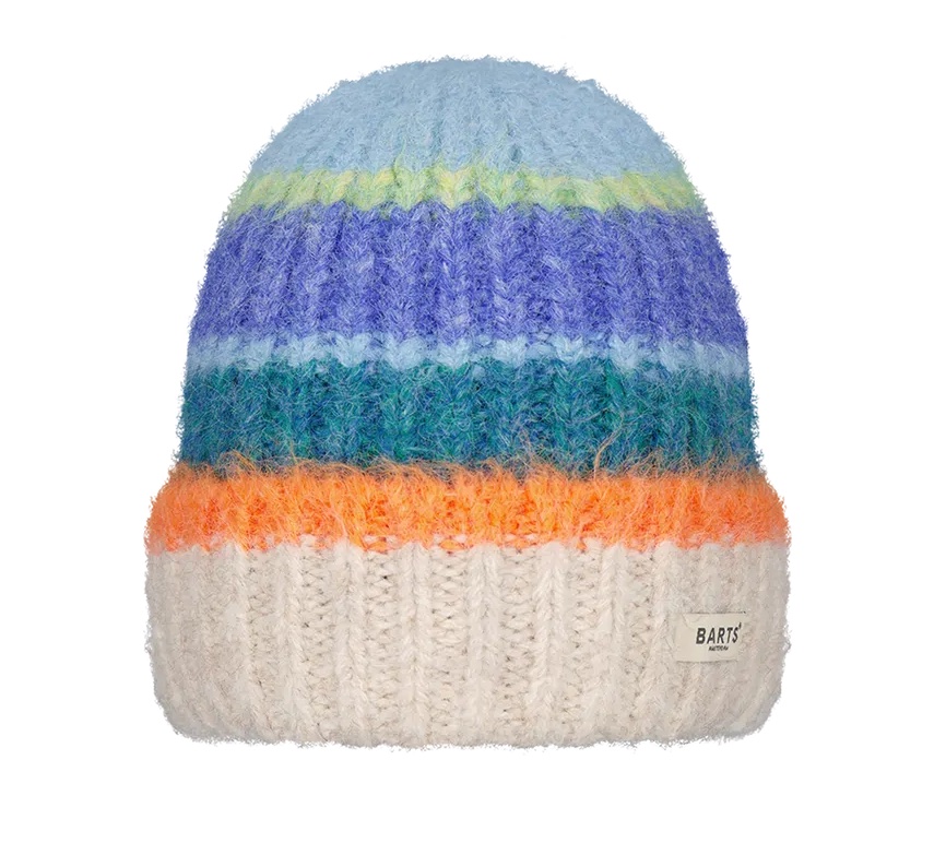 Barts Haputale Beanie Mütze mit Bunten Streifen in Beige, Orange, Blau, Grün und Gelb