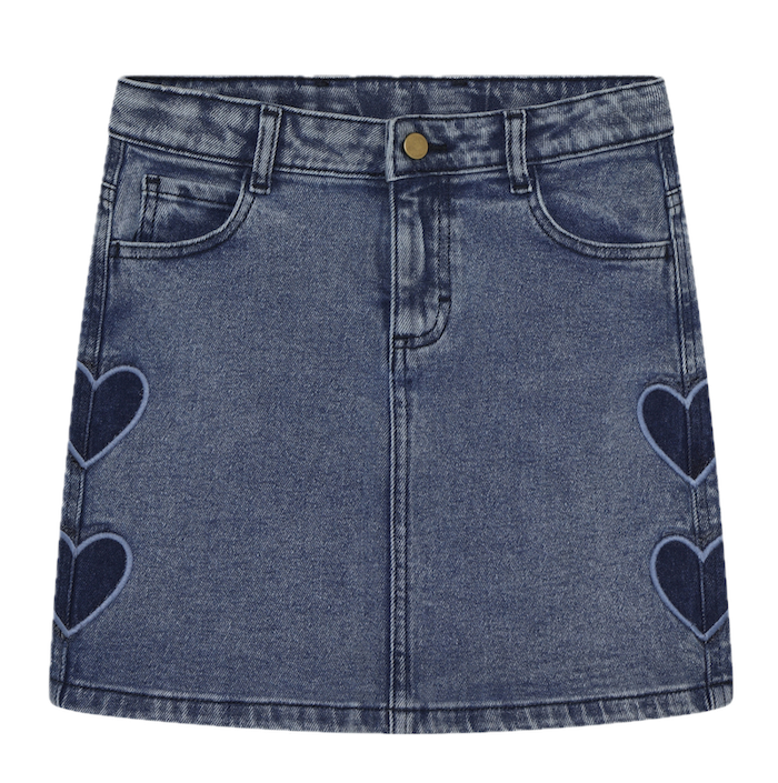 Minymo Jeansrock mit Herzen an den Seiten Gestickt