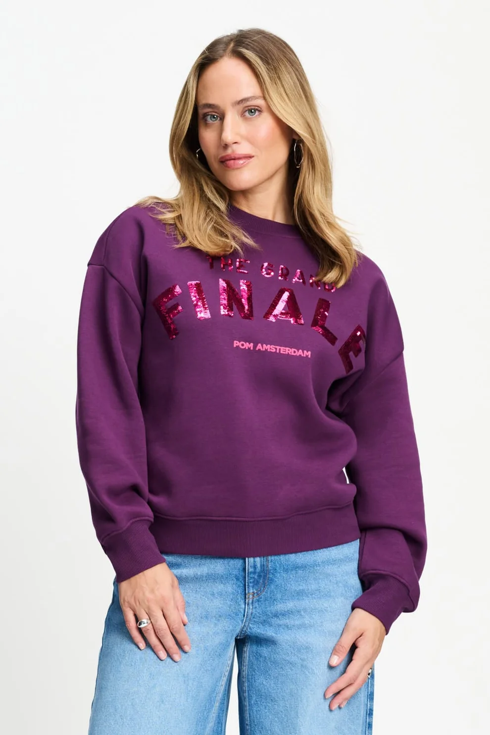 POM Amsterdam Elegantes Damen Sweatshirt Sophie The Grand Finale in Plum mit Glitzer