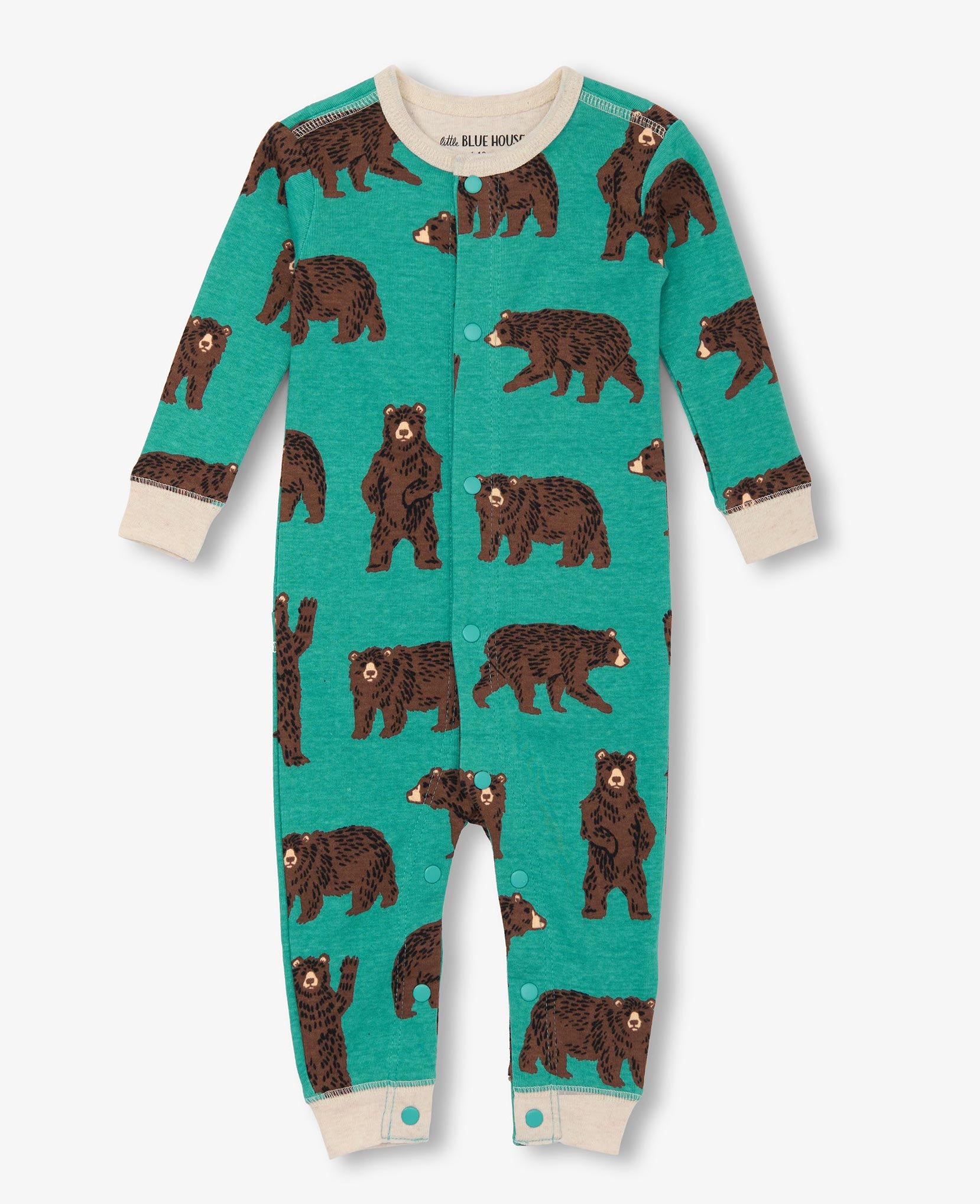 Little Blue House Baby Union Suit Strampler - Petrol Bären