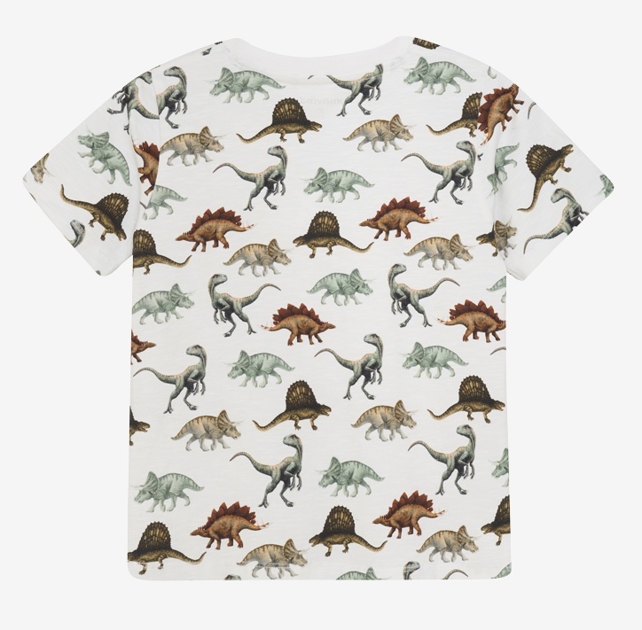 Minymo Kurzarm Shirt in Bright Weiß mit Dinosaurier Allover - SALE