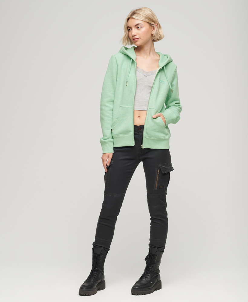 Superdry Damen Kapuzenjacke mit gesticktem Logo in Strandglass Grün