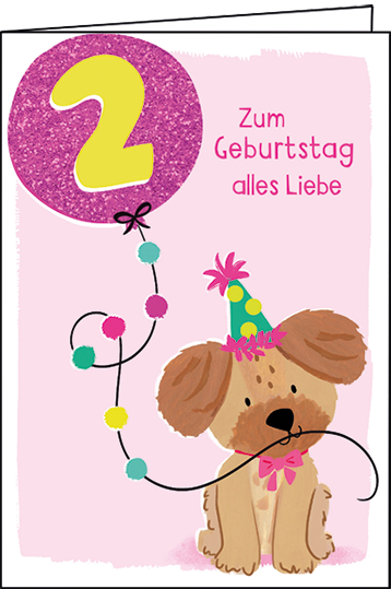 Edition Gollong Karte zum Zweiten Geburtstag Mädchen - 2. Geburtstag Hund Edition Gollong Karte zum Zweiten Geburtstag Mädchen - 2. Geburtstag Hund