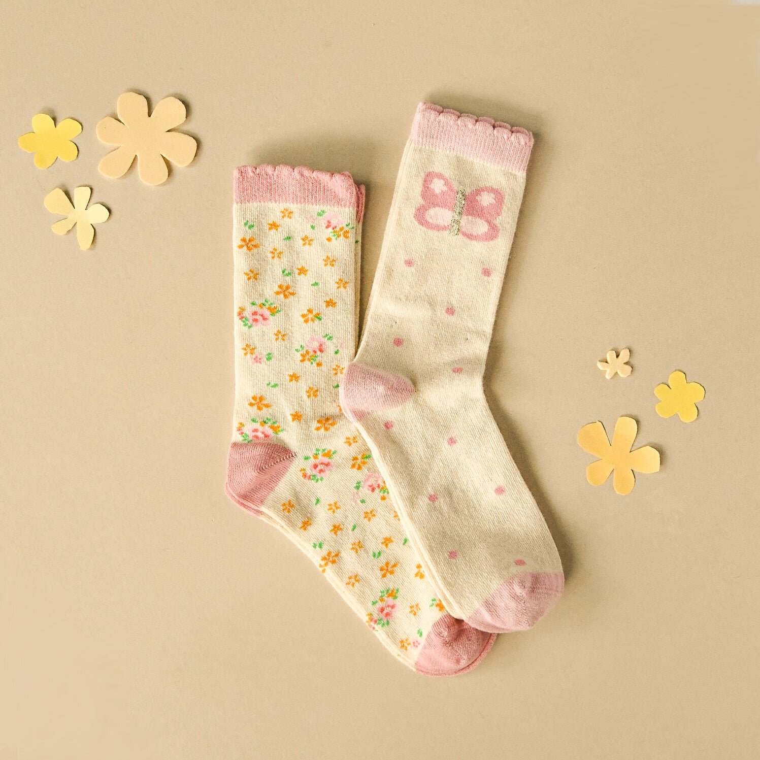 Rockahula 2er Pack Bio-Baumwolle Socken Blossom Butterfly - Schmetterlinge & Blumen