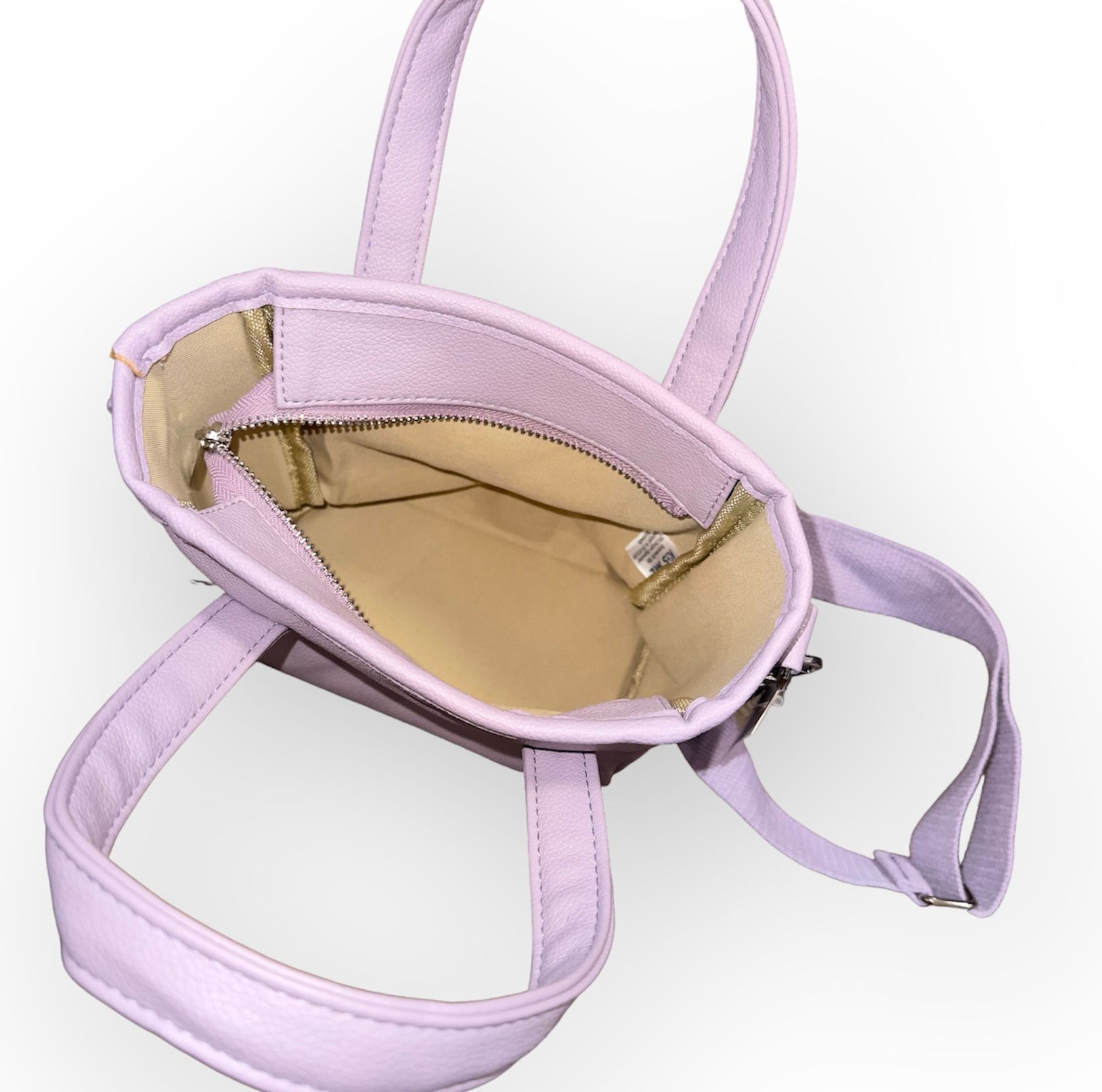 KisMe Kunstleder Umhängetasche mit Henkel und Crossbody Band - Flieder
