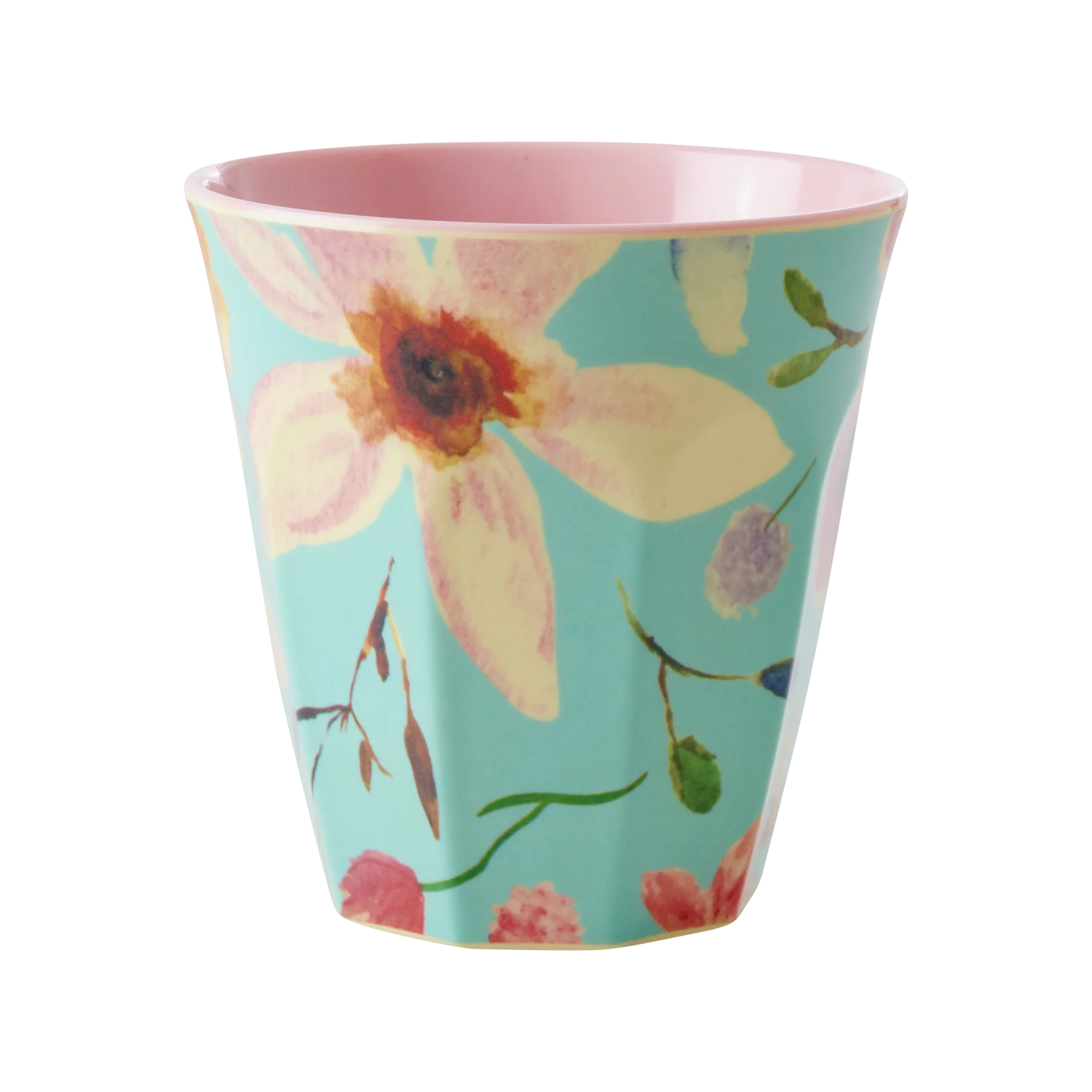 RICE Melamin Mittelgroße Becher - Mint - Selma Flower Print