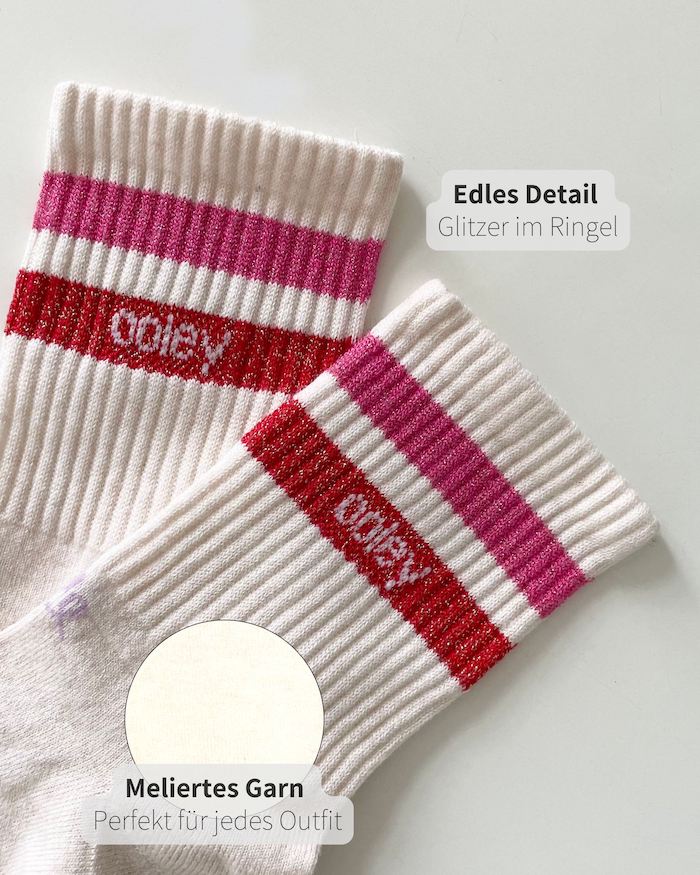 le ooley Streetmood Ivory Glitter - Pink & Orange Sporty Streifen le ooley Streetmood Ivory Glitter - Pink & Orange Sporty Streifen