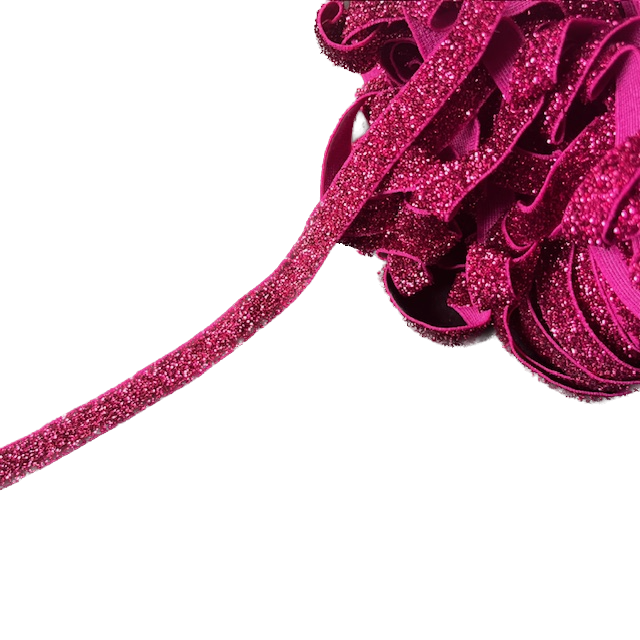 Wowzers Bastelbedarf Schmale Glitzerband Pink-Rot FOE Gummiband - 1 Meter 