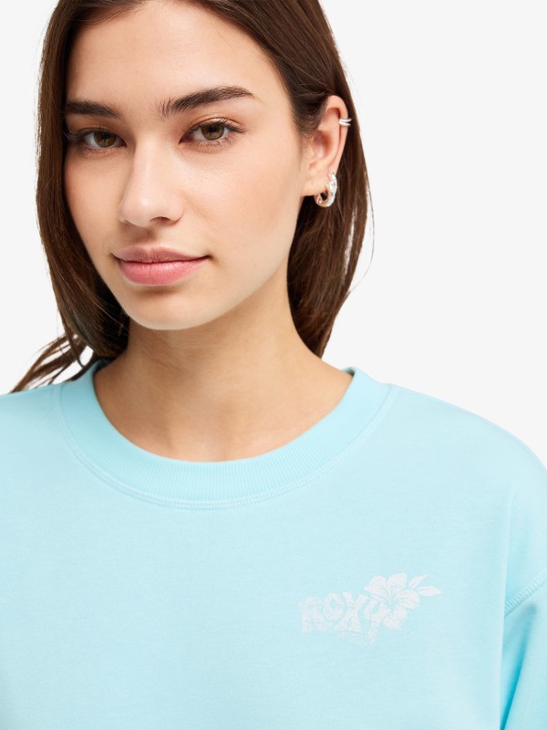 Roxy Surf Stoked Sweatshirt in Türkis Blau Terry Vint - Sweatshirt für Frauen Roxy Surf Stoked Sweatshirt in Türkis Blau Terry Vint - Sweatshirt für Frauen
