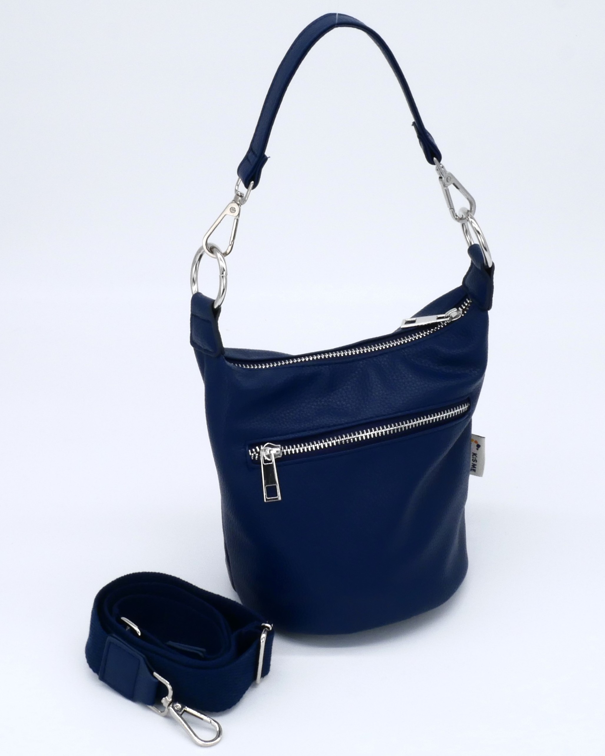 KisMe Kunstleder Bucket-Tasche Umhängetasche mit Henkel und Crossbody Band - Navy KisMe Kunstleder Bucket-Tasche Umhängetasche mit Henkel und Crossbody Band - Navy
