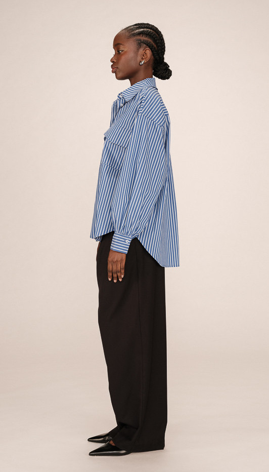 Grace & Mila Sorbet Oversized Hemd Bluse Blau gestreift 