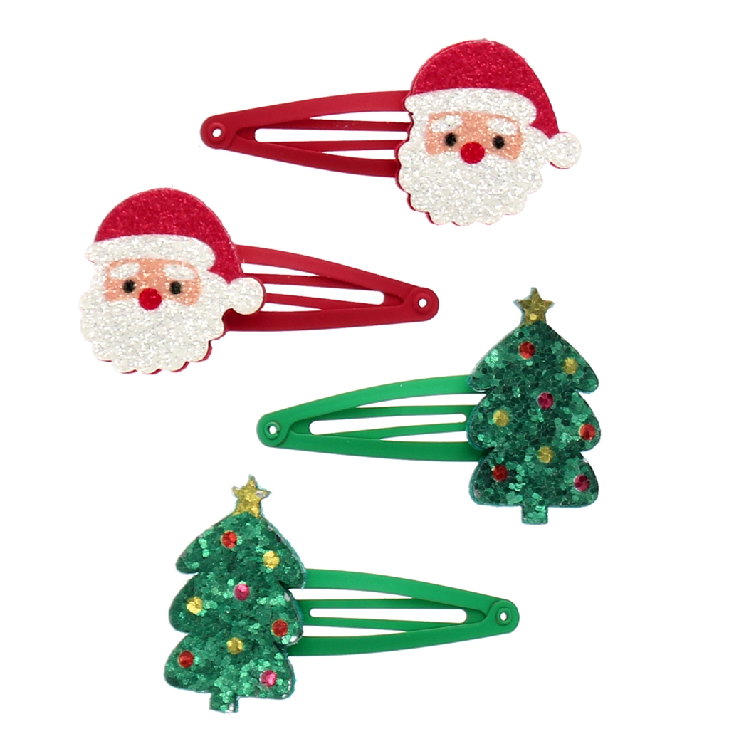 Rex London Glitzer-Haarspangen (Set mit 4) – Weihnachten