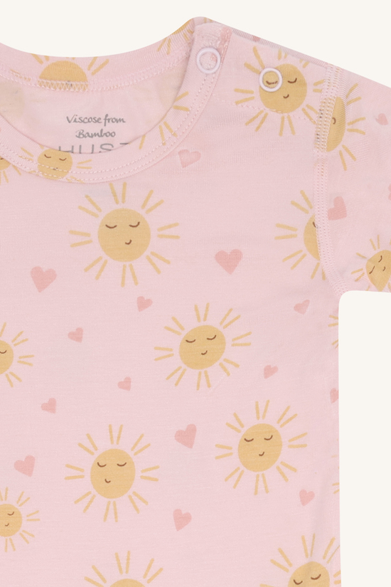Hust & Claire Kurzarm Bambus Body in Rosa - Sonnenschein - Sunshine