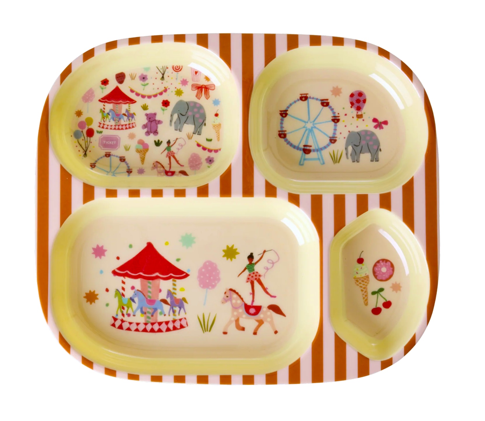 RICE Kinderteller Menüteller mit 4er Einteilung - Pink - Fun Fair Print RICE Kinderteller Menüteller mit 4er Einteilung - Pink - Fun Fair Print