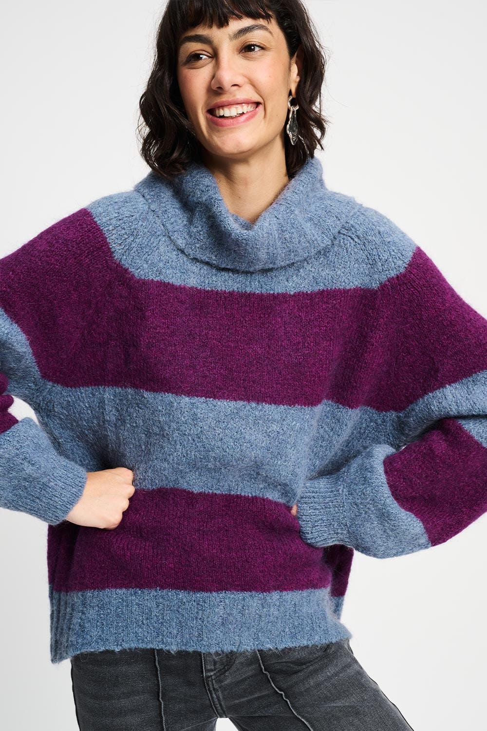 POM Amsterdam Strickpulli Pullover Plum Stripes POM Amsterdam Strickpulli Pullover Plum Stripes