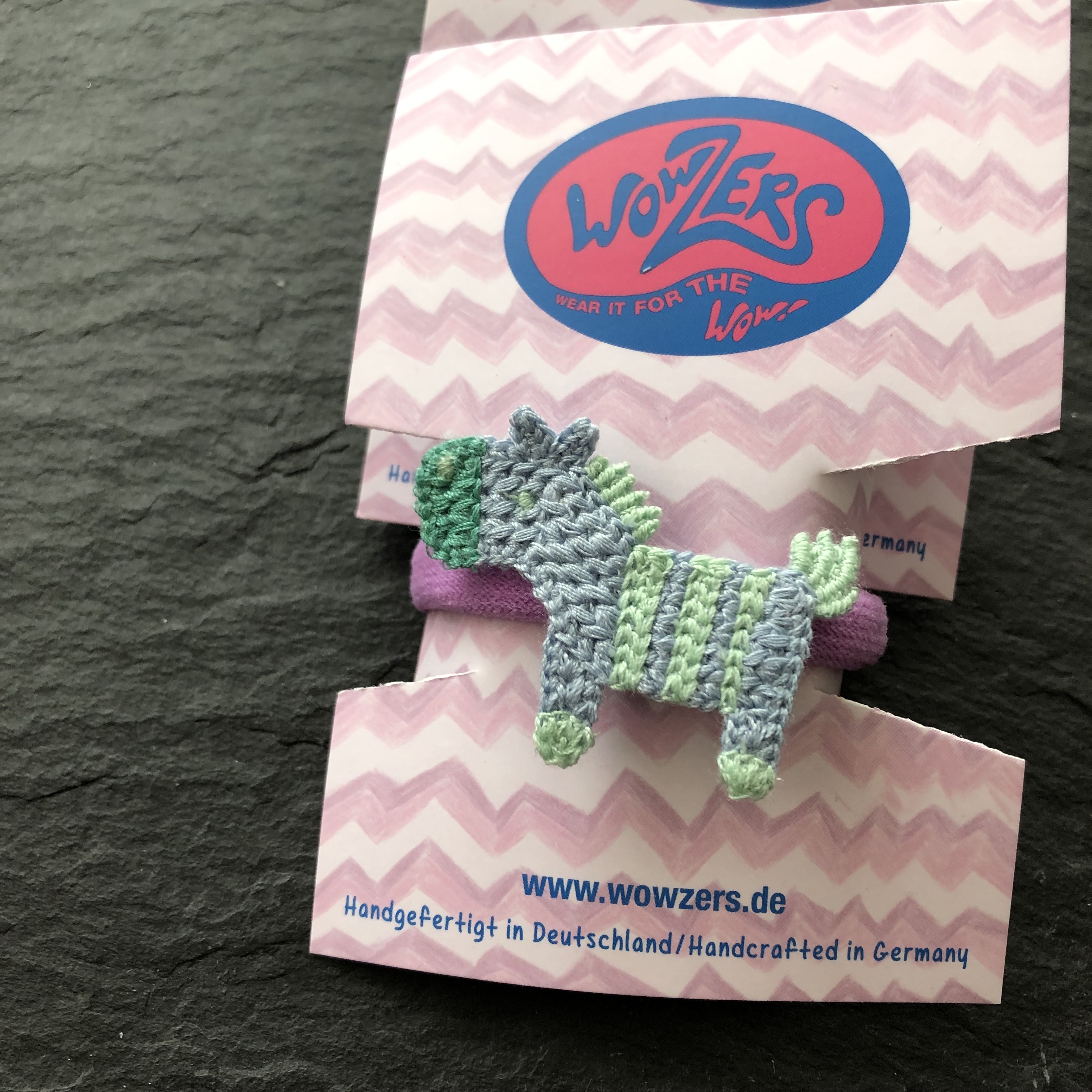 WOW-CEL-PFERD-HAARGUMMI-LAVENDER-MINT Wowzers handgefertigte Häkeltiere Haargummis - Pferde