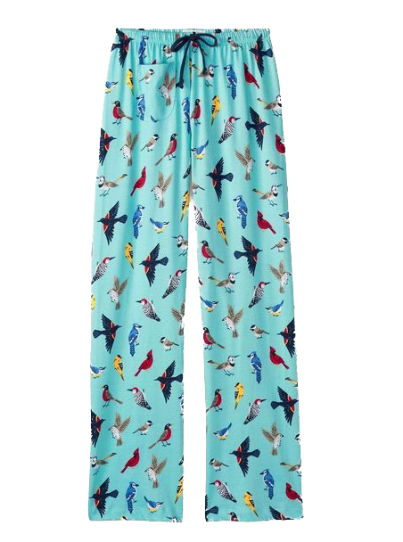 PA2BIRD481-Backyard-Birds-Pants Little Blue House Damen Pyjama Hose in Blau - Backyard Birds - Vogeln