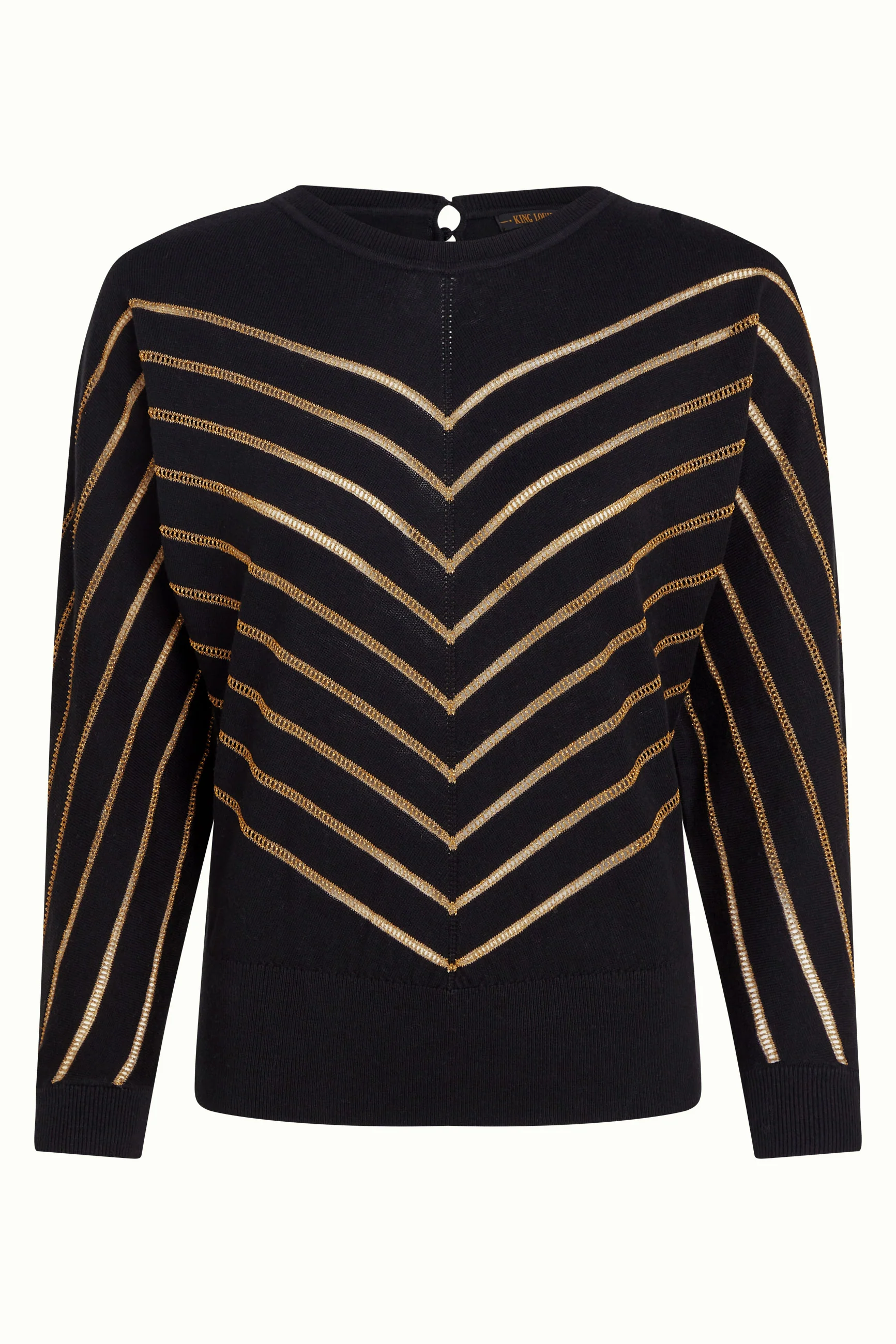 King Louie Joy Strick Top Plume mit Kaschmir - Schwarz & Gold King Louie Joy Strick Top Plume mit Kaschmir - Schwarz & Gold