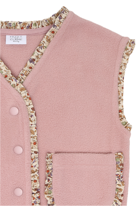 Hust & Claire Ella Fleece Weste in Altrosa mit Vintage Blumen Rüschen Hust & Claire Ella Fleece Weste in Altrosa mit Vintage Blumen Rüschen