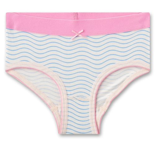 Sanetta Mädchen Unterhosen in Creme - Pink mit blauen Wellen