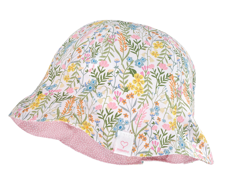 Maximo Bucket Hat Wendemütze - Zarte Blumen & Rosa Punkte