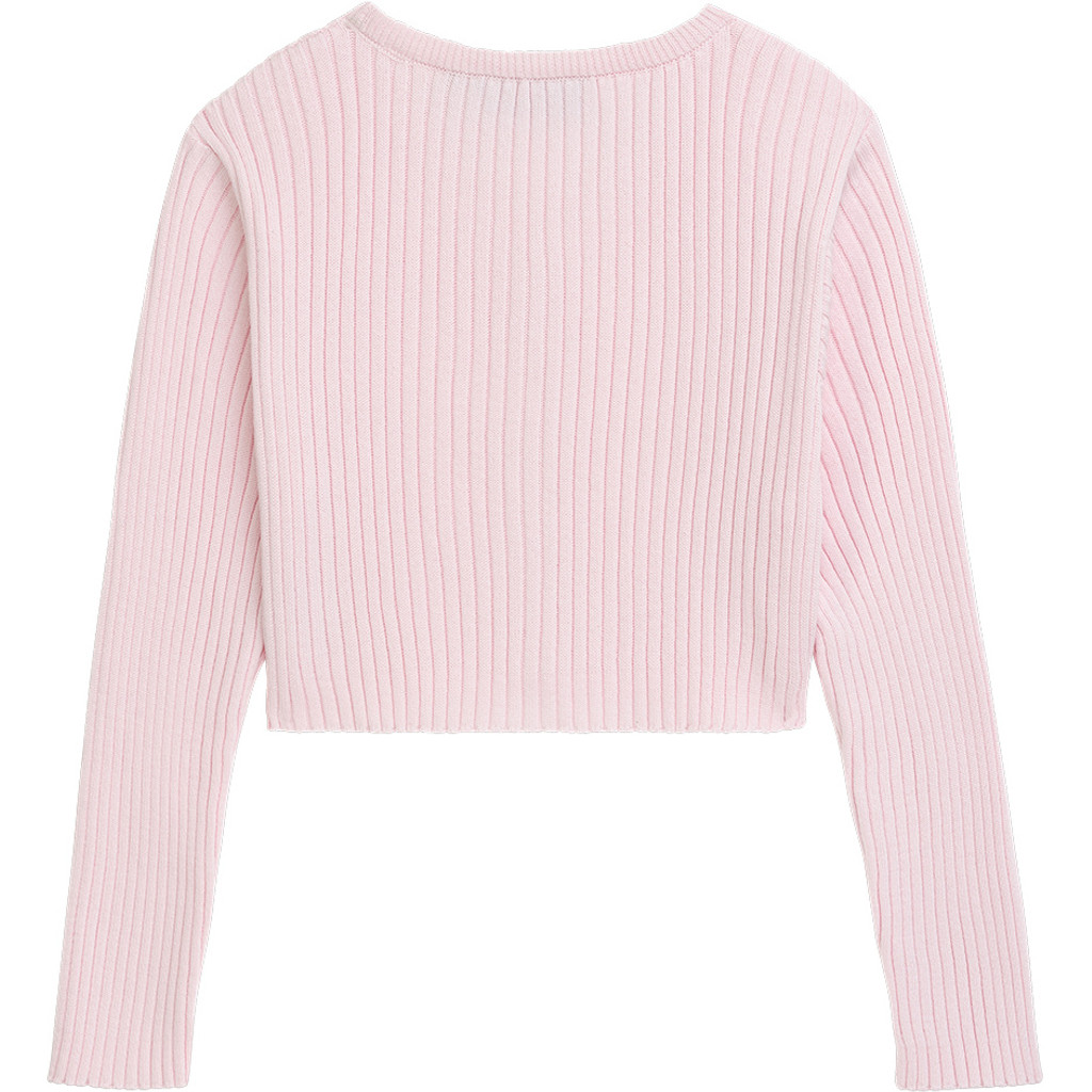 Danamade DMILOU Cardigan Strickjacke Kurz Geschnitten Gerippt in Zartrosa