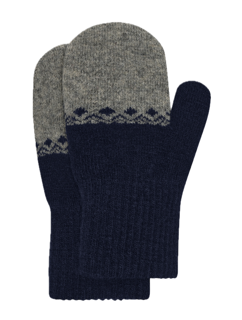 CeLaVi Woll-Fäustlinge Magic 2er Pack in Overland Trek - Navy Blau & Navy/Grau Nordic Muster