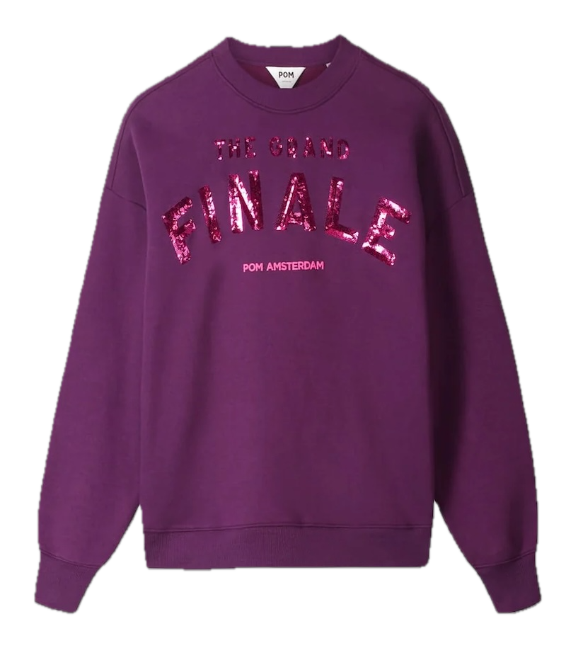 POM Amsterdam Elegantes Damen Sweatshirt Sophie The Grand Finale in Plum mit Glitzer