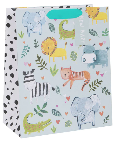 GLPS121_grande Glick Geschenktasche Large - Baby Tiere in Blau