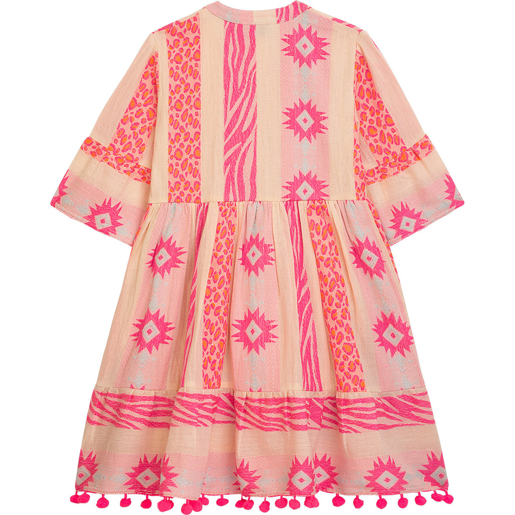 Danamade Girls Boho Tunika Kleid DLOTTE in Pink & Orange Leo & Zebra Muster