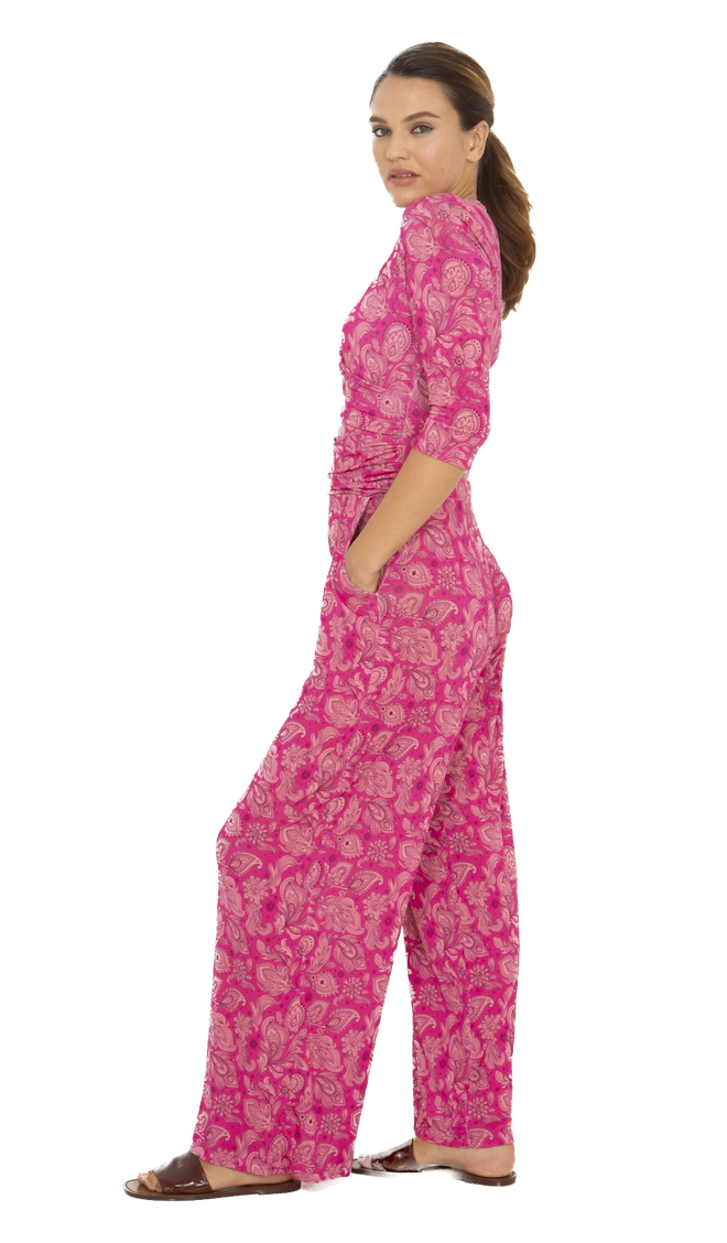 Marivie Jump In! Jumpsuit in Pink Paisley Rosé - SALE