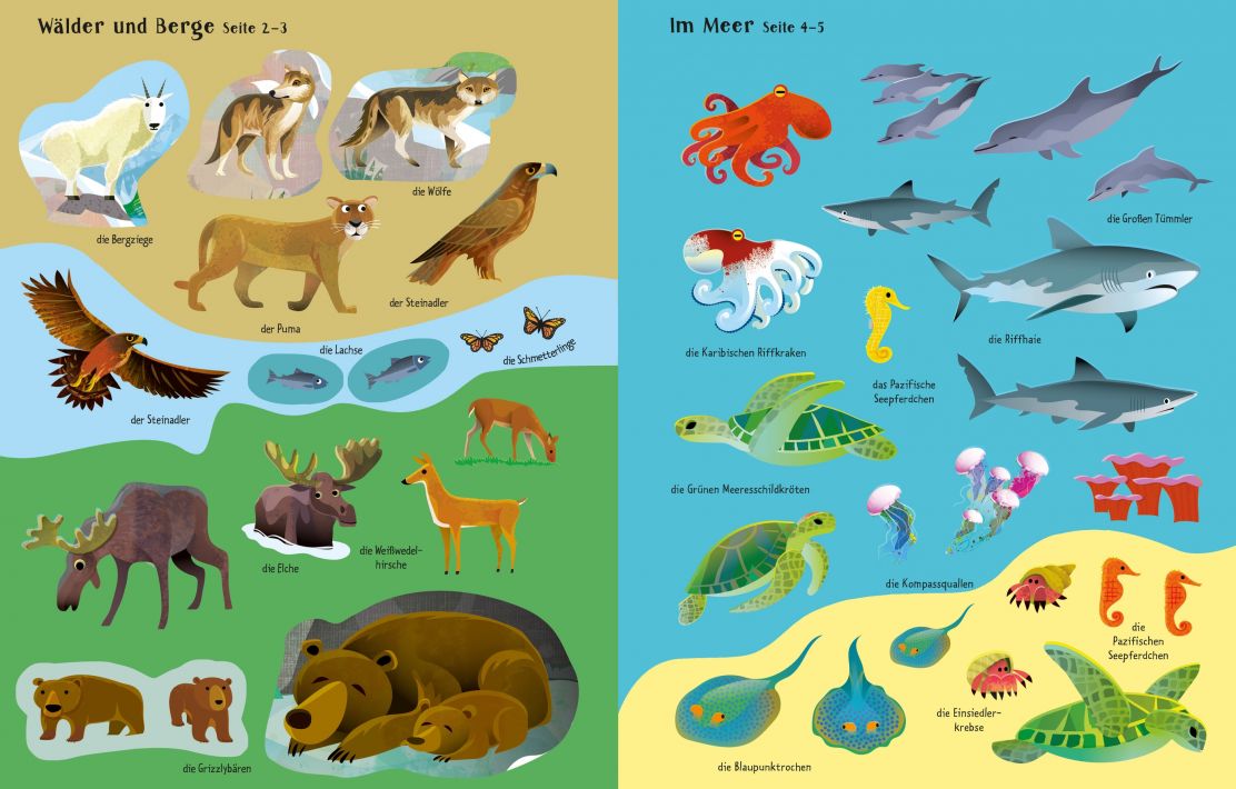 9781789417418_spread_image_2_ Usborne Mein erstes Stickerbuch - Wilde Tiere